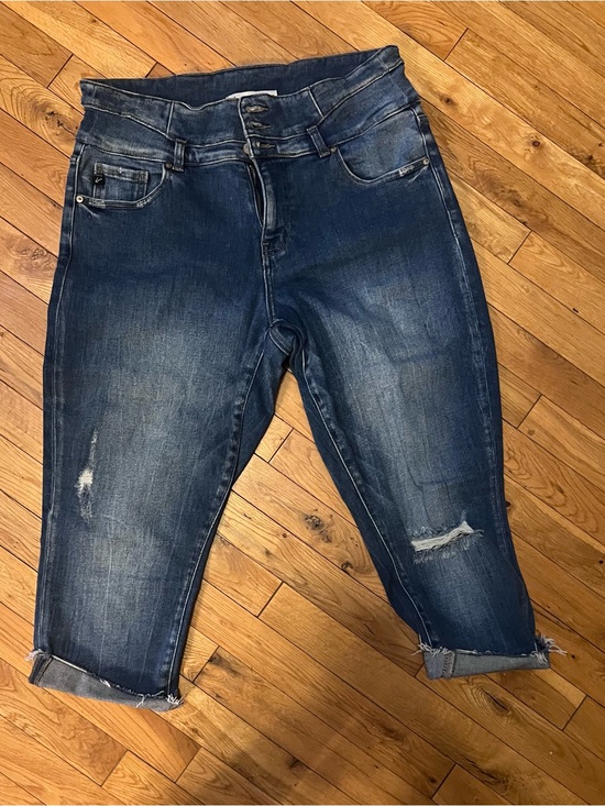 KanCan Denim - KanCan Dark Blue Distressed Cropped Jeans
